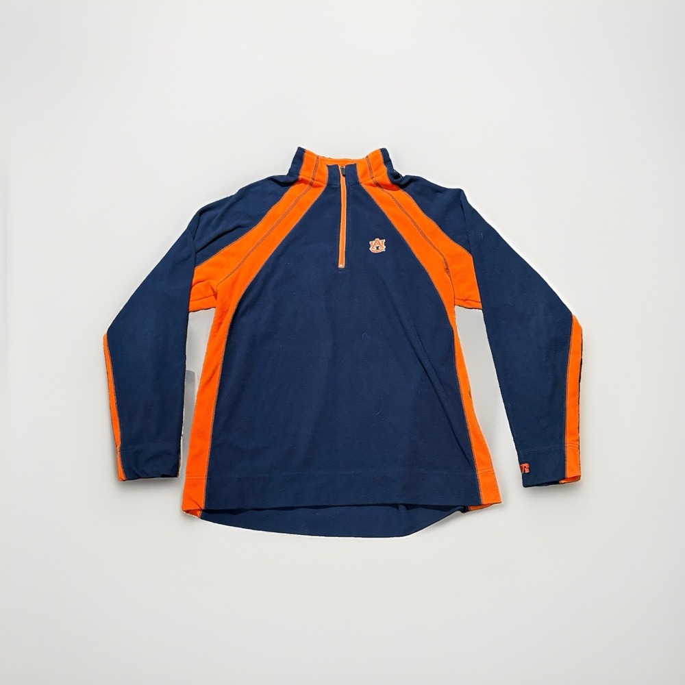 Russell Athletic Auburn Tigers Therma-POWER 1/4 Zip Fleece Jacket Blue Orange L